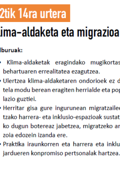 Klima aldaketa eta migrazioa jarduera